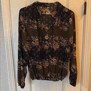 Elegant Black and Gold Floral Blouse